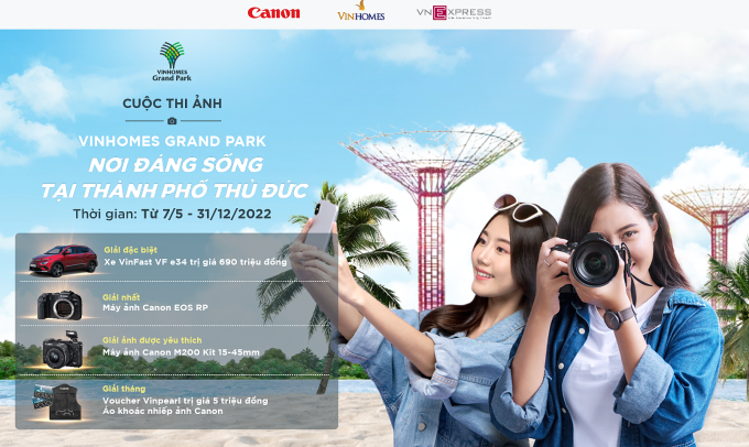 Cơ cấu giải thưởng của cuộc thi ảnh "Vinhomes Grand Park - Nơi đáng sống tại TP Thủ Đức". Ảnh thiết kế: VnExpress