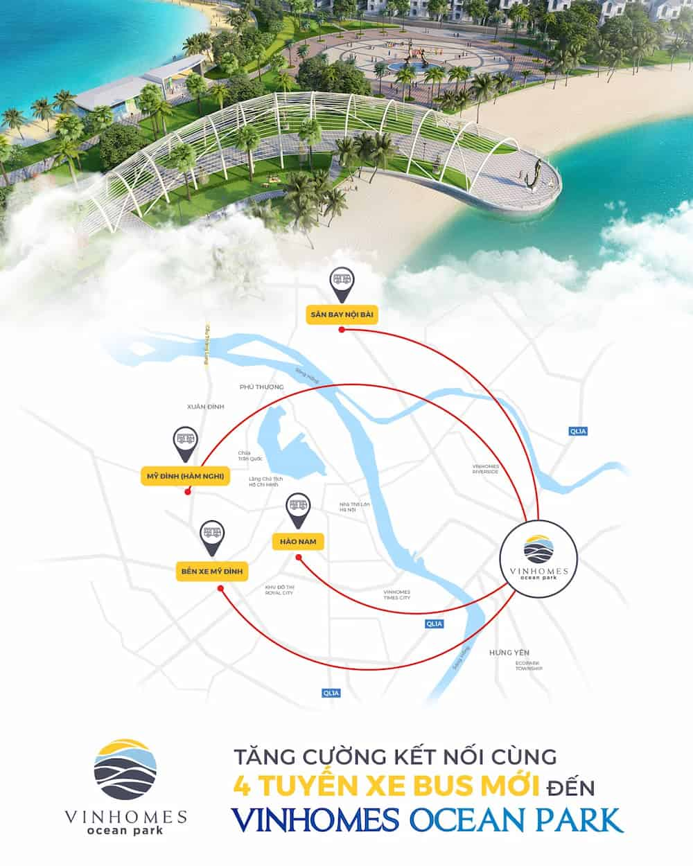 4 tuyến xe bus đi Vinhomes Ocean Park