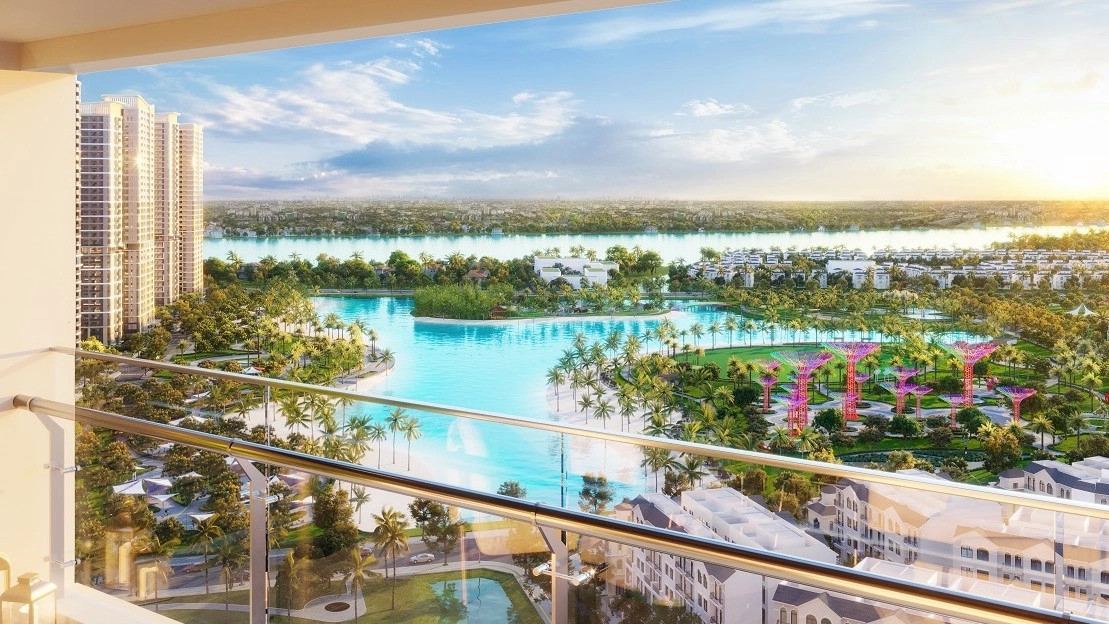 Tầm nhìn khoáng đạt từ căn hộ Lumière Boulevard hướng ra công viên 36 ha và sông Đồng Nai.