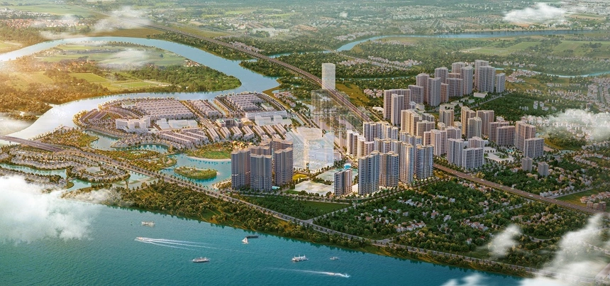 Dự án sở hữu giá trị kép khi nằm cạnh sông Đồng Nai, với tầm nhìn 360 độ ôm trọn cảnh quan. Ảnh phối cảnh.