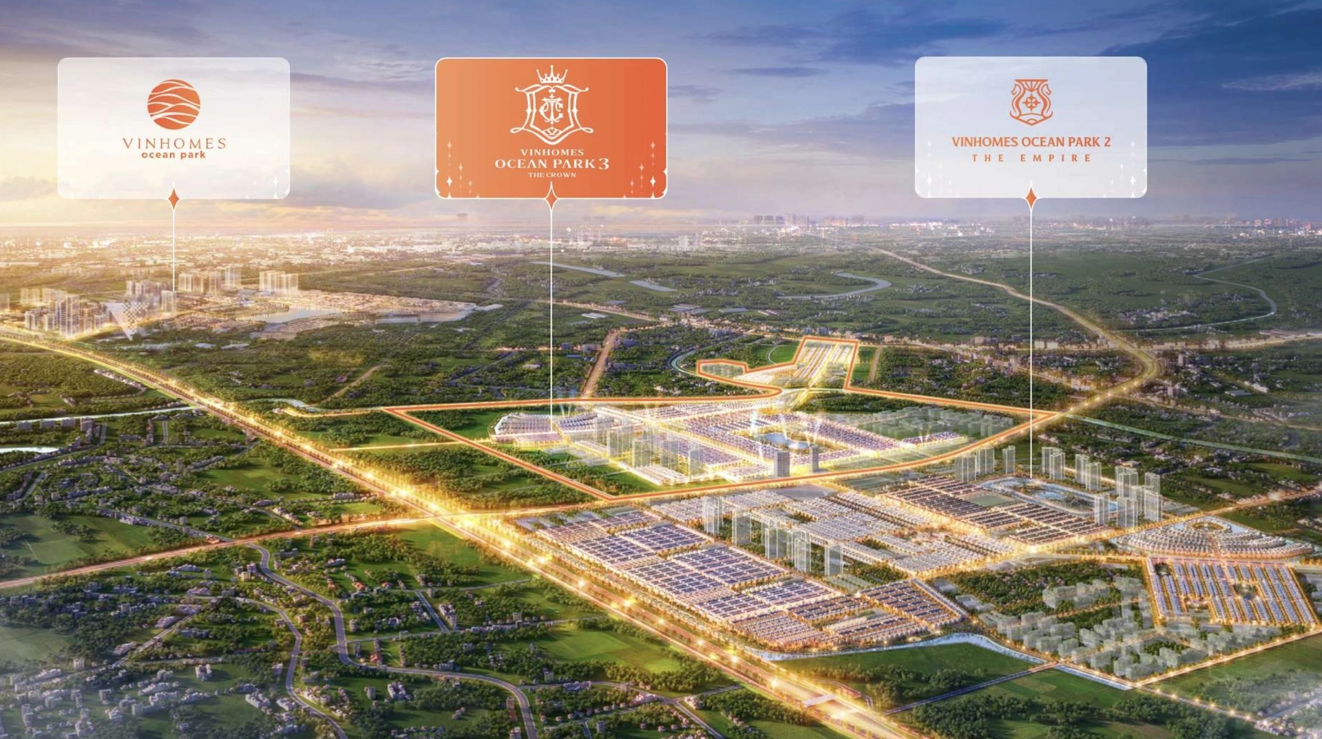 Vị trí đẹp và hạ tầng giao thông đồng bộ đảm bảo tiềm năng tăng giá cho Vinhomes Ocean Park 3 - The Crown. Ảnh phối cảnh.