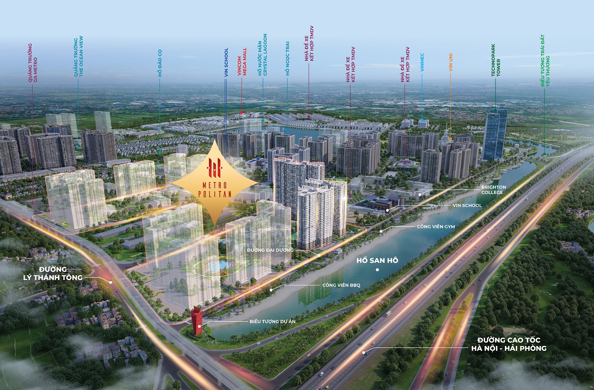 Tâm điểm thượng lưu – The Metropolitan nằm tại ví trí tâm mạch tại Vinhomes Ocean Park. Nơi cửa ngõ của đi vào siêu quần thể đô thị biển 1.200ha.