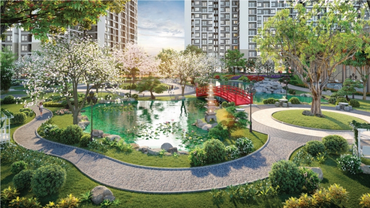 Một góc cảnh quan mang hơi thở xứ Anh Đào tại The Sakura.