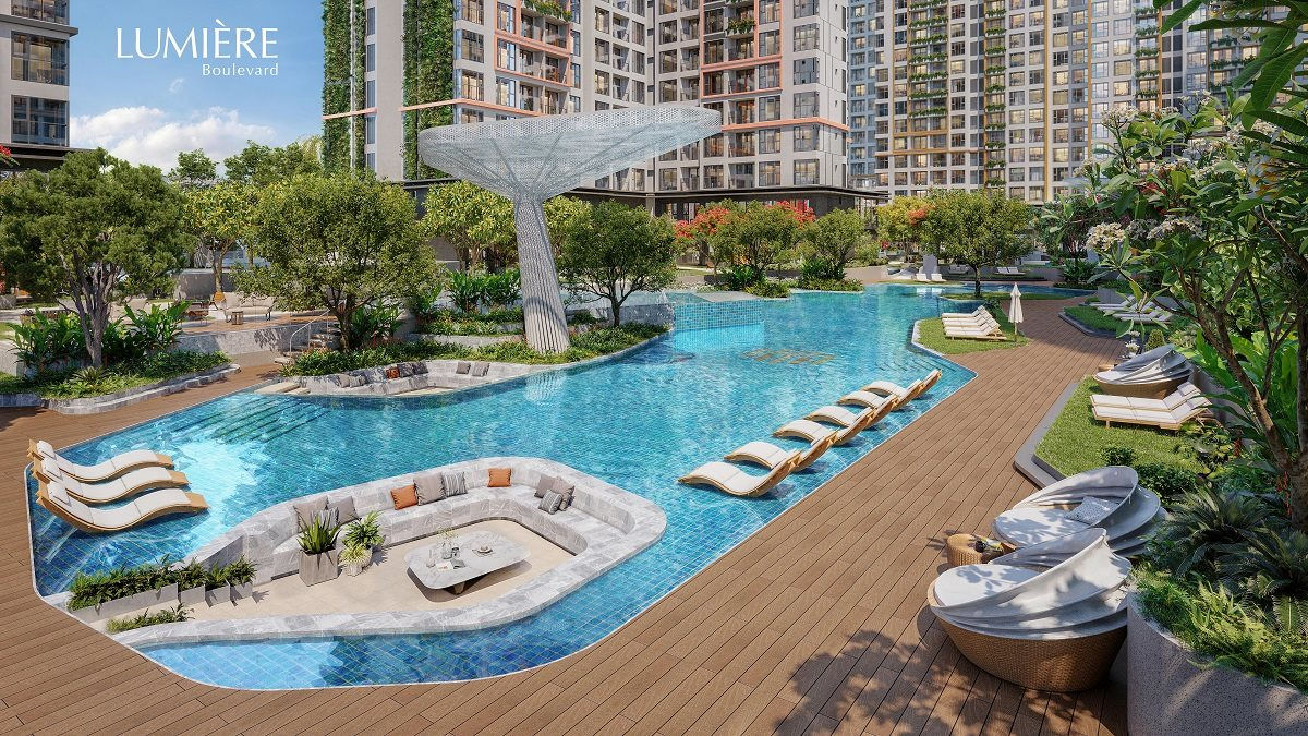 Thế giới tiện ích như Jacuzzi, Suken lounge ngay hồ bơi trước sân nhà dành riêng cho cư dân