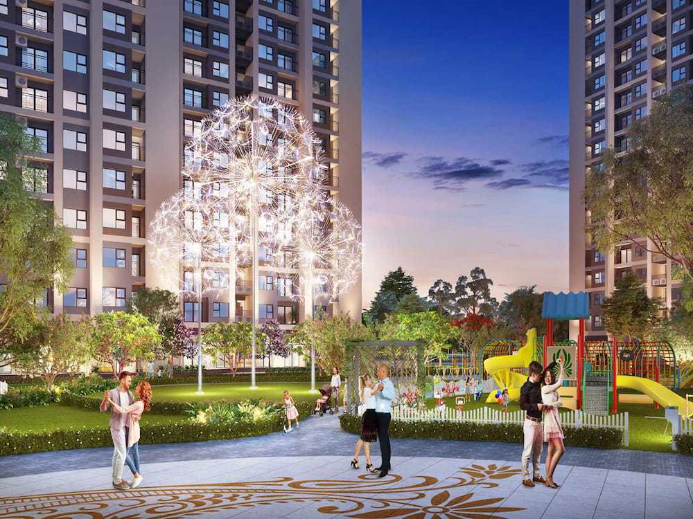 Cận cảnh khu vườn ánh sáng cạnh tòa S1.10 Vinhomes Ocean Park