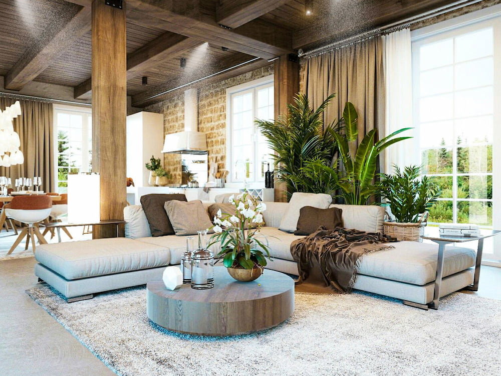 Chất liệu đá, gỗ trong phong cách thiết kế nội thất Rustic