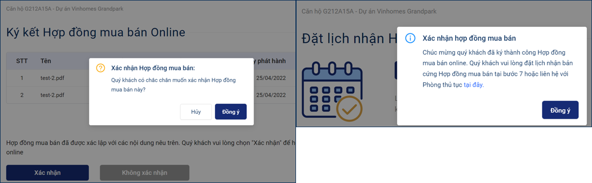 hinh anh cac buoc ky thu tuc online cho khach hang mua nha vinhomes so 15