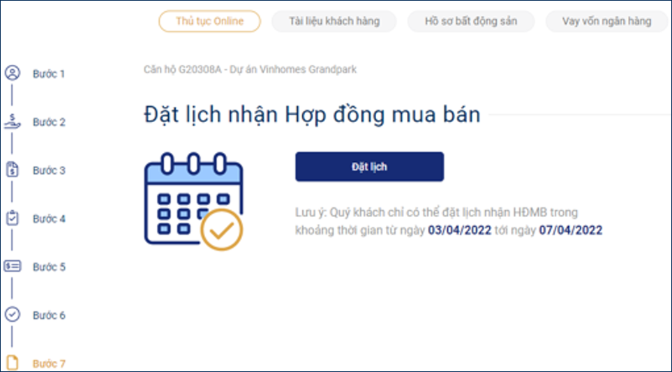 hinh anh cac buoc ky thu tuc online cho khach hang mua nha vinhomes so 16