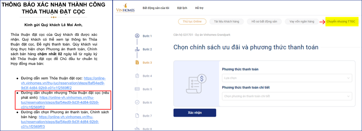 hinh anh cac buoc ky thu tuc online cho khach hang mua nha vinhomes so 17