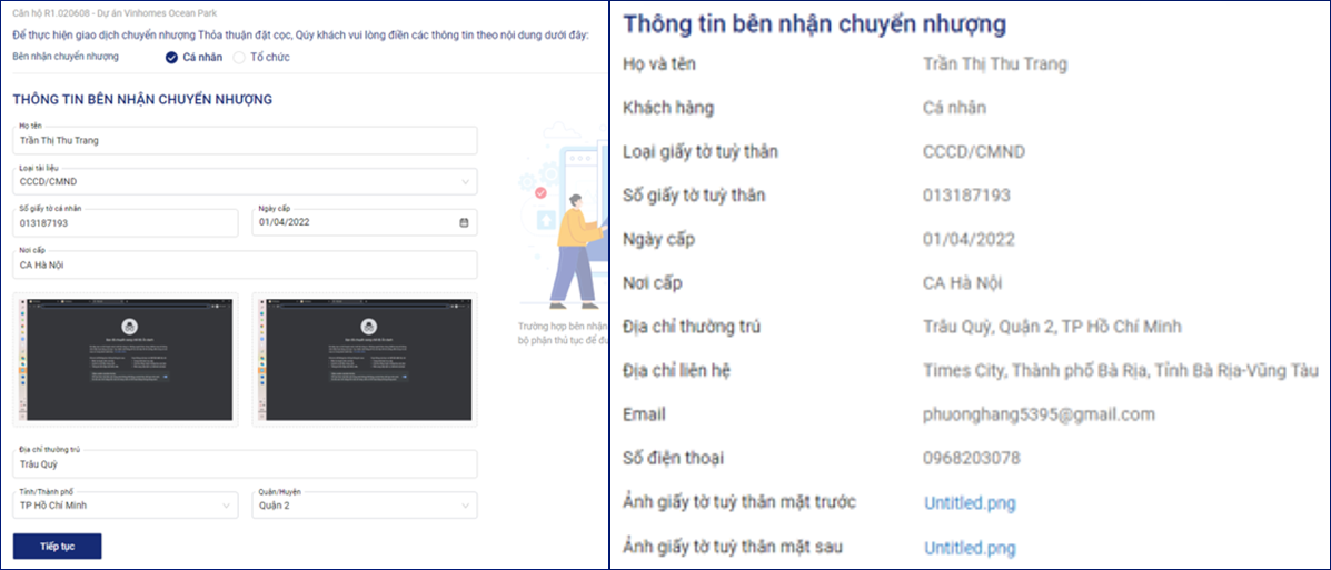 hinh anh cac buoc ky thu tuc online cho khach hang mua nha vinhomes so 18