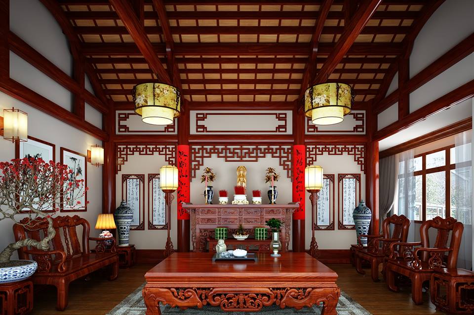 hinh anh tham khao mau noi that phong khach ket hop voi phong tho tinh te so 3