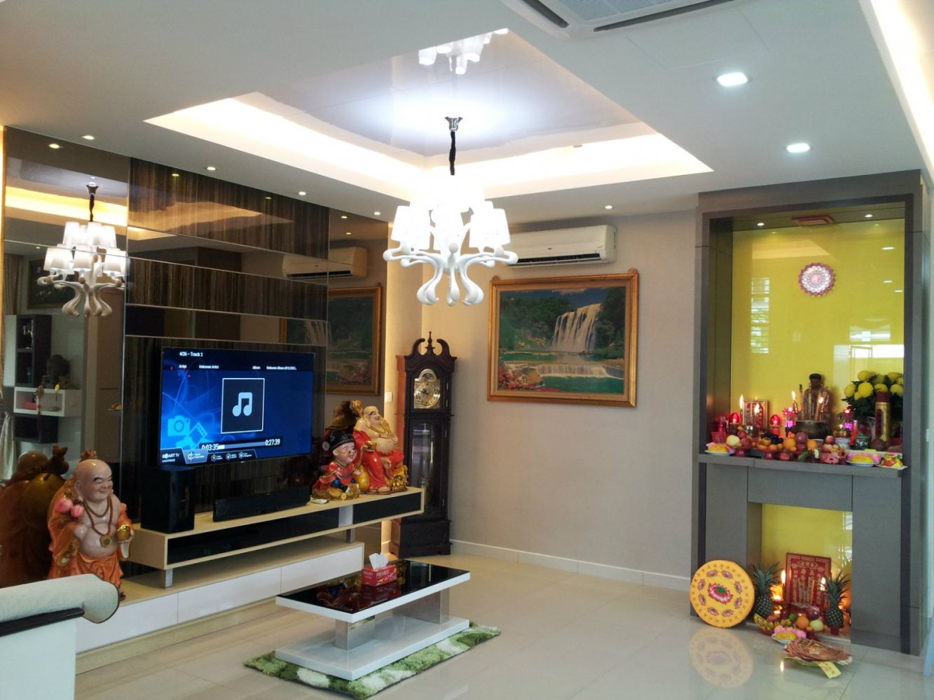 hinh anh tham khao mau noi that phong khach ket hop voi phong tho tinh te so 4