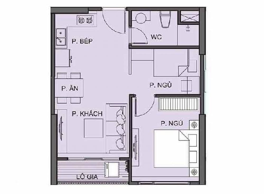 Mặt bằng căn hộ 1PN+1 tòa S9.02 Vinhomes Grand Park