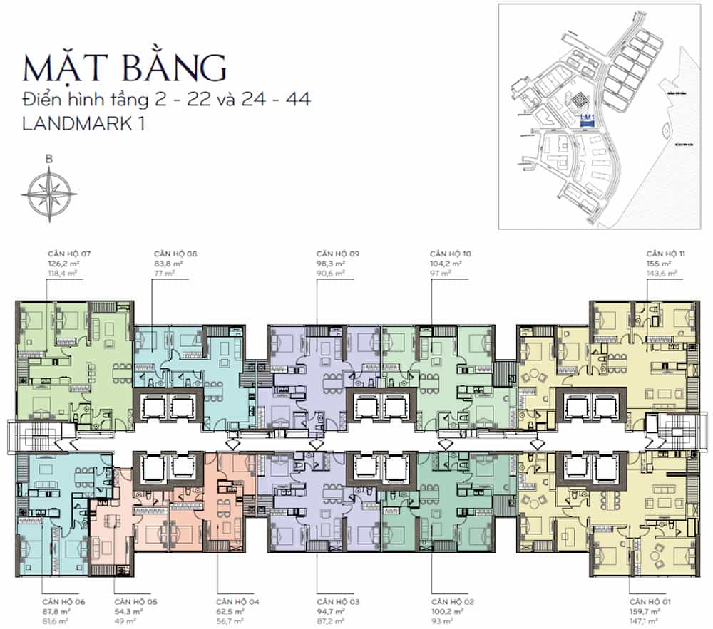 Mặt bằng điển hình của Landmark 1 Vinhomes Central Park