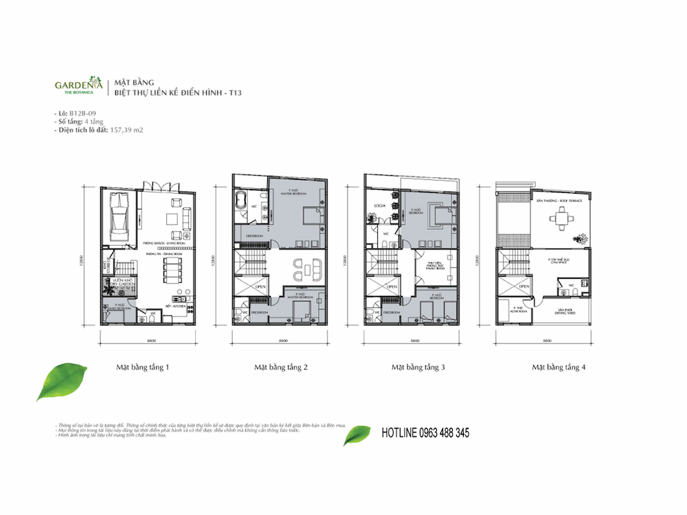 Mặt bằng điển hình của liền kề Vinhomes Gardenia