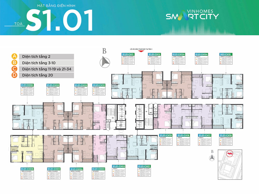 Mặt bằng điển hình S1.01 Vinhomes Smart City