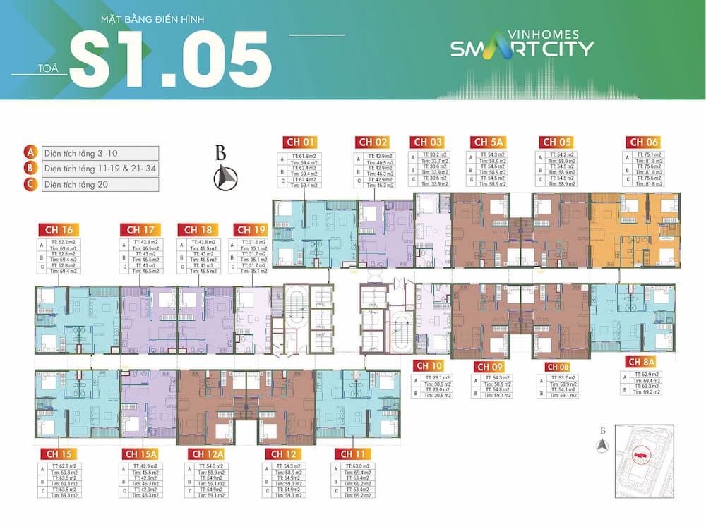 Mặt bằng Sapphire 1 Vinhomes Smart City - tòa S1.05