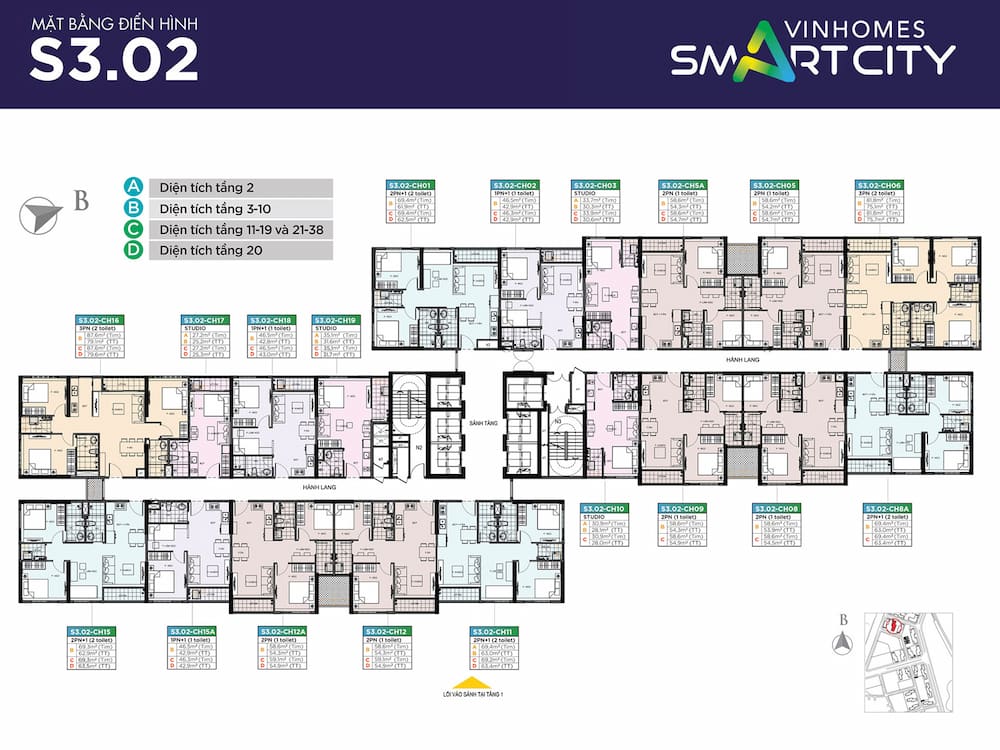 Mặt bằng Sapphire 3 Vinhomes Smart City - Tòa S3.02