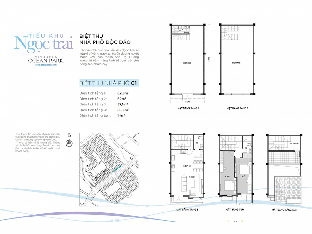 Mặt bằng Shophouse Ngọc Trai Vinhomes Ocean Park 01