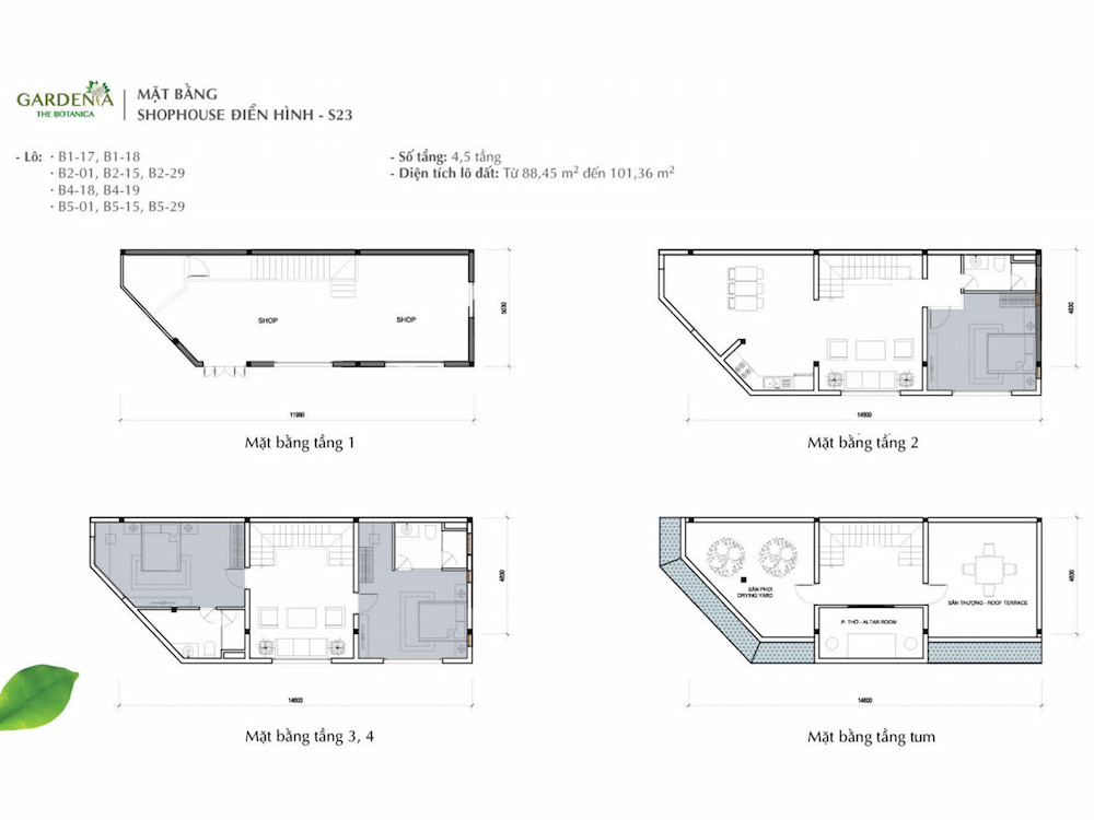 Mặt bằng shophouse Vinhomes Gardenia - S23