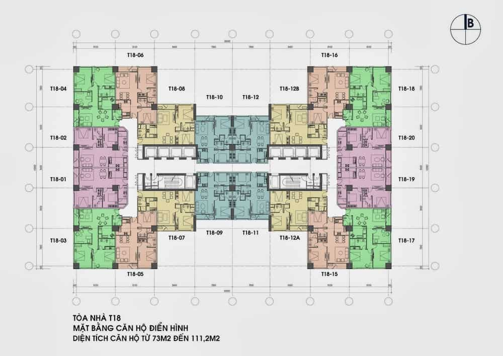  Mặt bằng T18 Times City - căn hộ điển hình