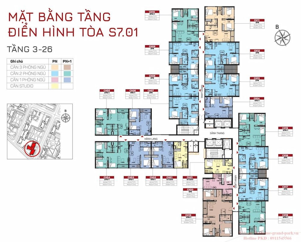 Mặt bằng tầng 2 - 26 tòa S7.01 Vinhomes Grand Park