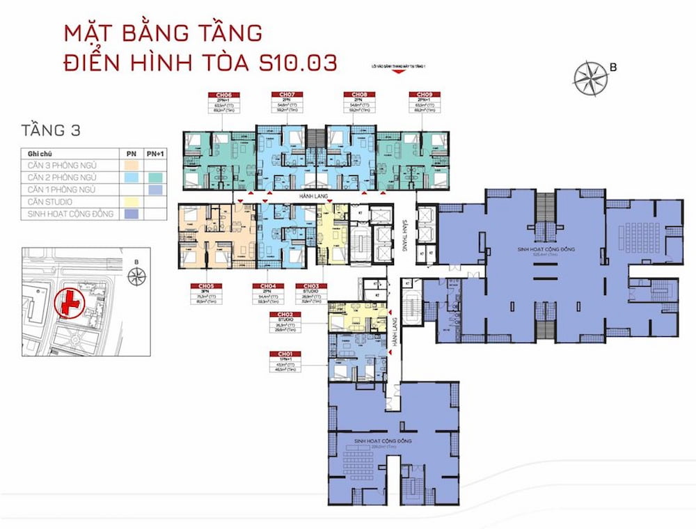 Mặt bằng tầng 3 tòa S10.03 Vinhomes Grand Park