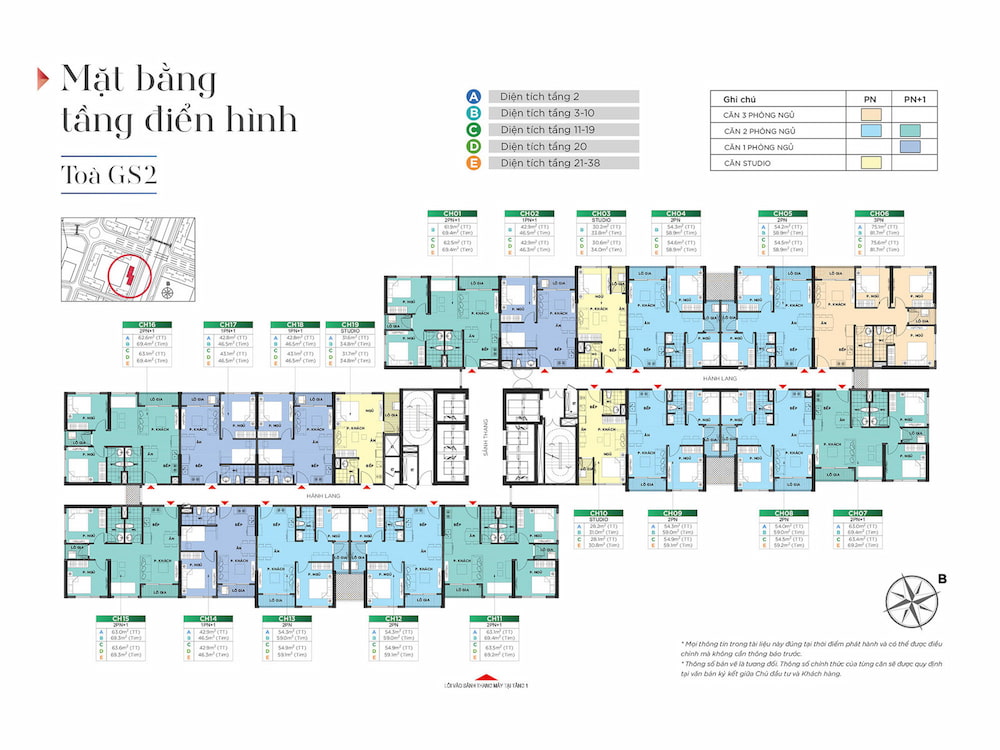 Mặt bằng tầng điển hình của tòa GS2 The Miami