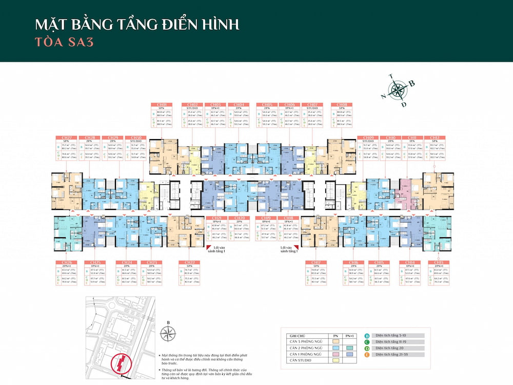 Mặt bằng The Sakura - tòa SA3