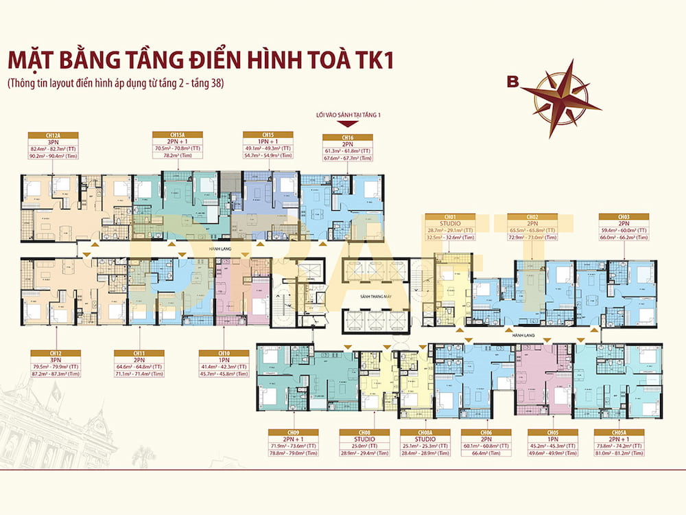 Mặt bằng The Tokin - Mặt bằng tầng điển hình tòa TK1