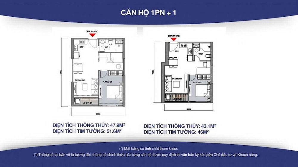 Mặt bằng thiết kế căn hộ 1PN+1 tòa S1.02 Vinhomes Grand Park