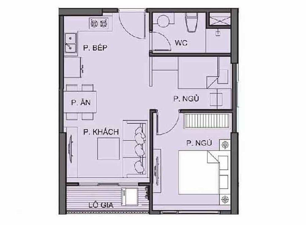 Mặt bằng thiết kế căn hộ 1PN+ tòa S10.03 Vinhomes Grand Park