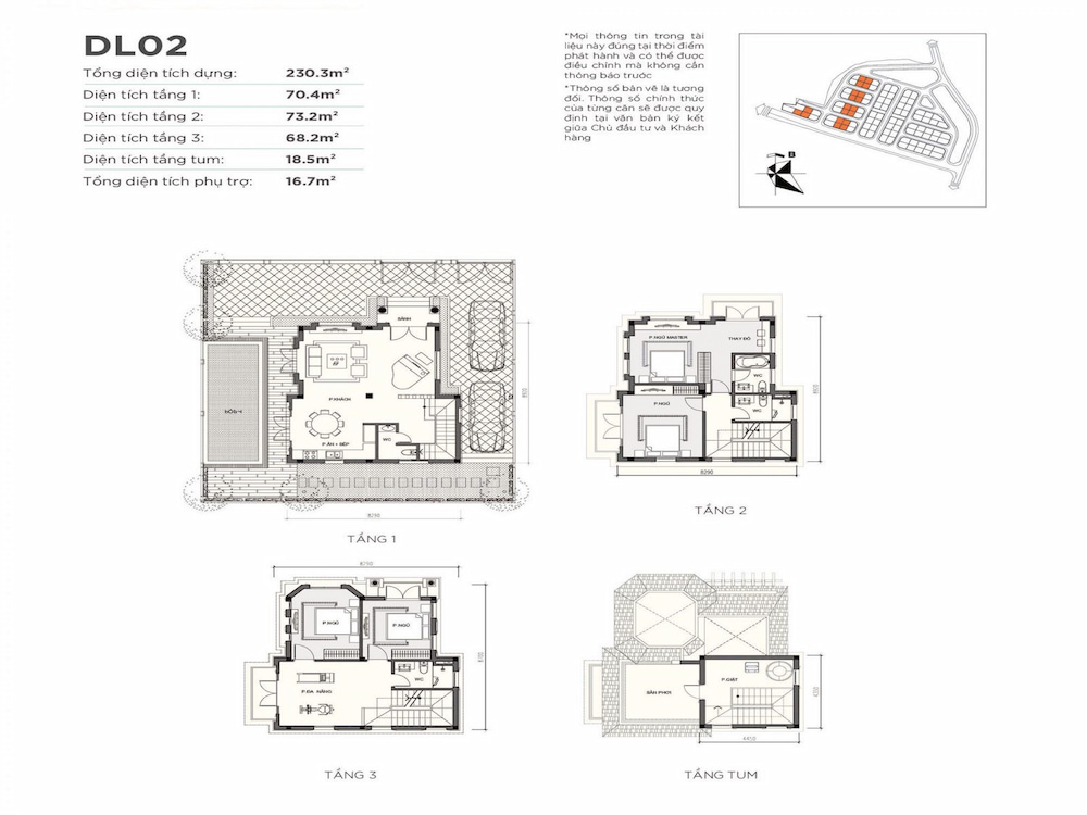 Mặt bằng thiết kế DL03 - Vinhomes Green Villas