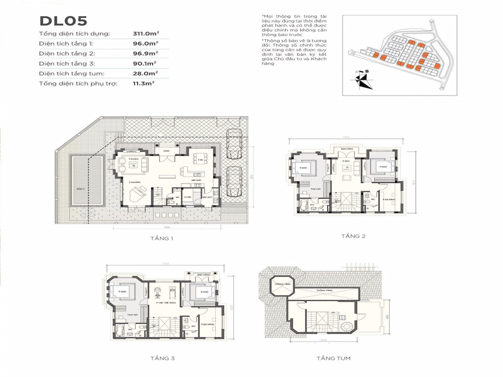 Mặt bằng thiết kế DL05 - Vinhomes Green Villas