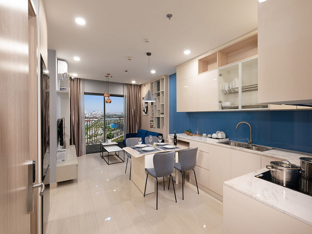 Mẫu phòng bếp đẹp đơn giản cho căn hộ 1PN + 1 - Vinhomes Smart City