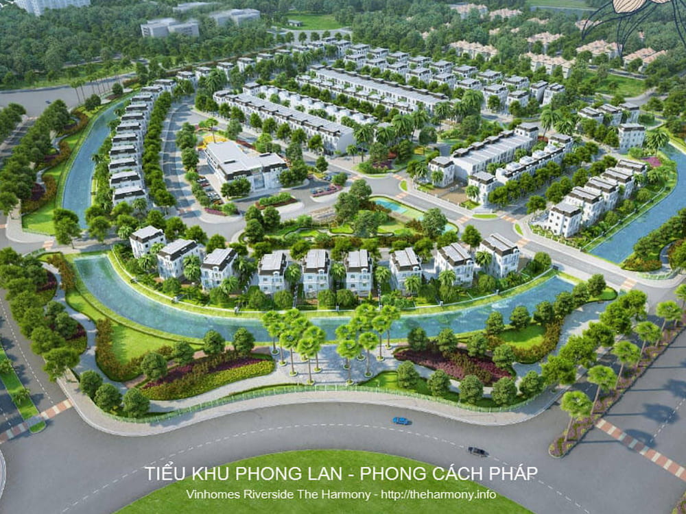 Phối cảnh tiểu khu Phong Lan tại mặt bằng Vinhomes The Harmony