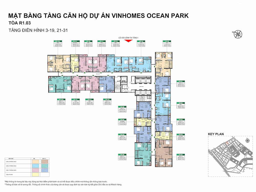 Quy hoạch mặt bằng đẳng cấp của  R1.03 The Zenpark