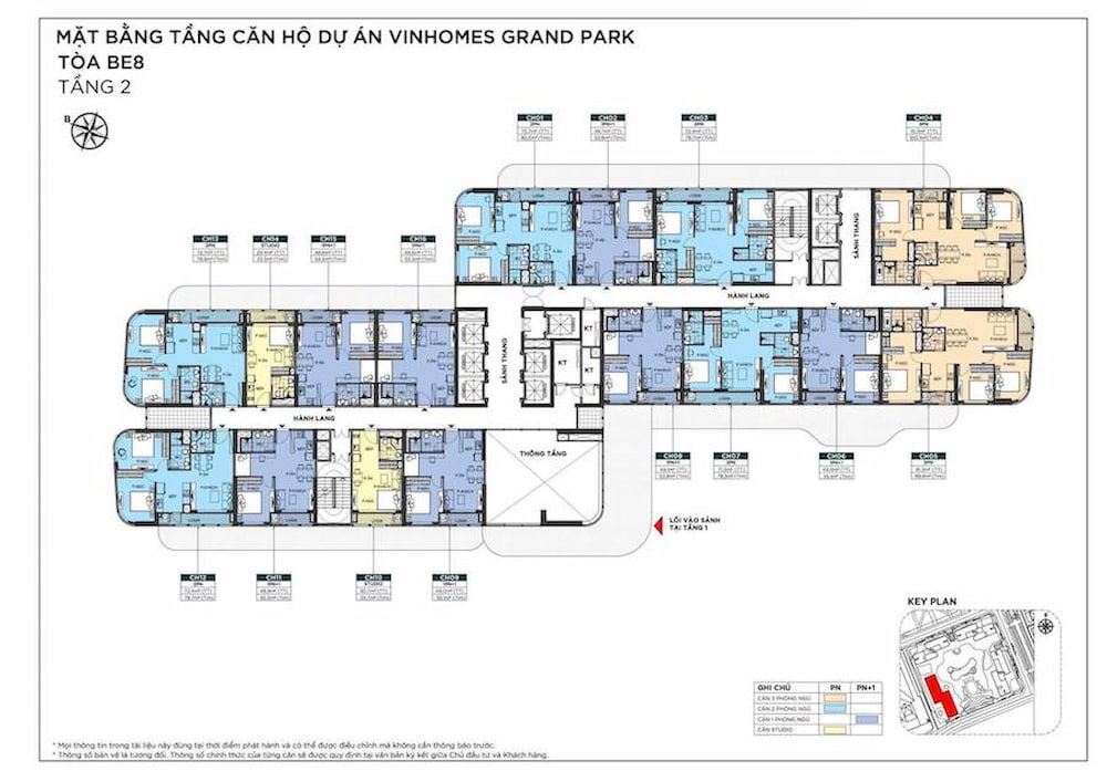Quy hoạch mặt bằng tầng 2 tòa BE8 Vinhomes Grand Park