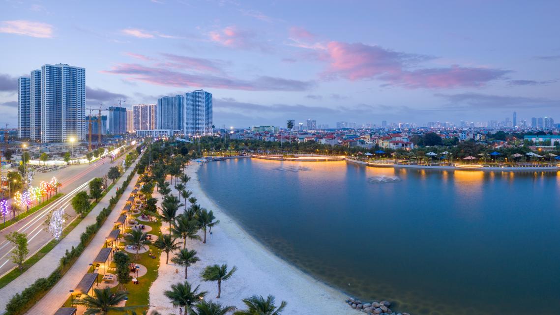 hinh anh bai bien giua long thanh pho tai Vinhomes Smart City