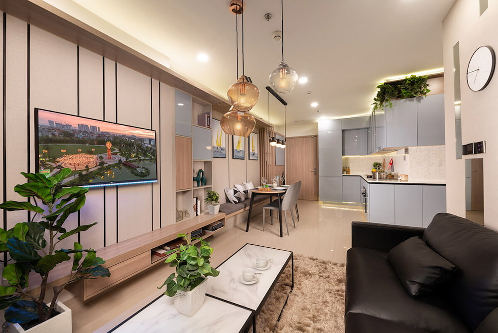 Thiết kế nội thất tinh tế, tạo sự kết nối giữa phòng khách, phòng bếp và không gian ăn uống