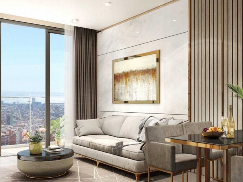 Thiết kế phòng khách sang trọng bên trong căn hộ 4PN Vinhomes