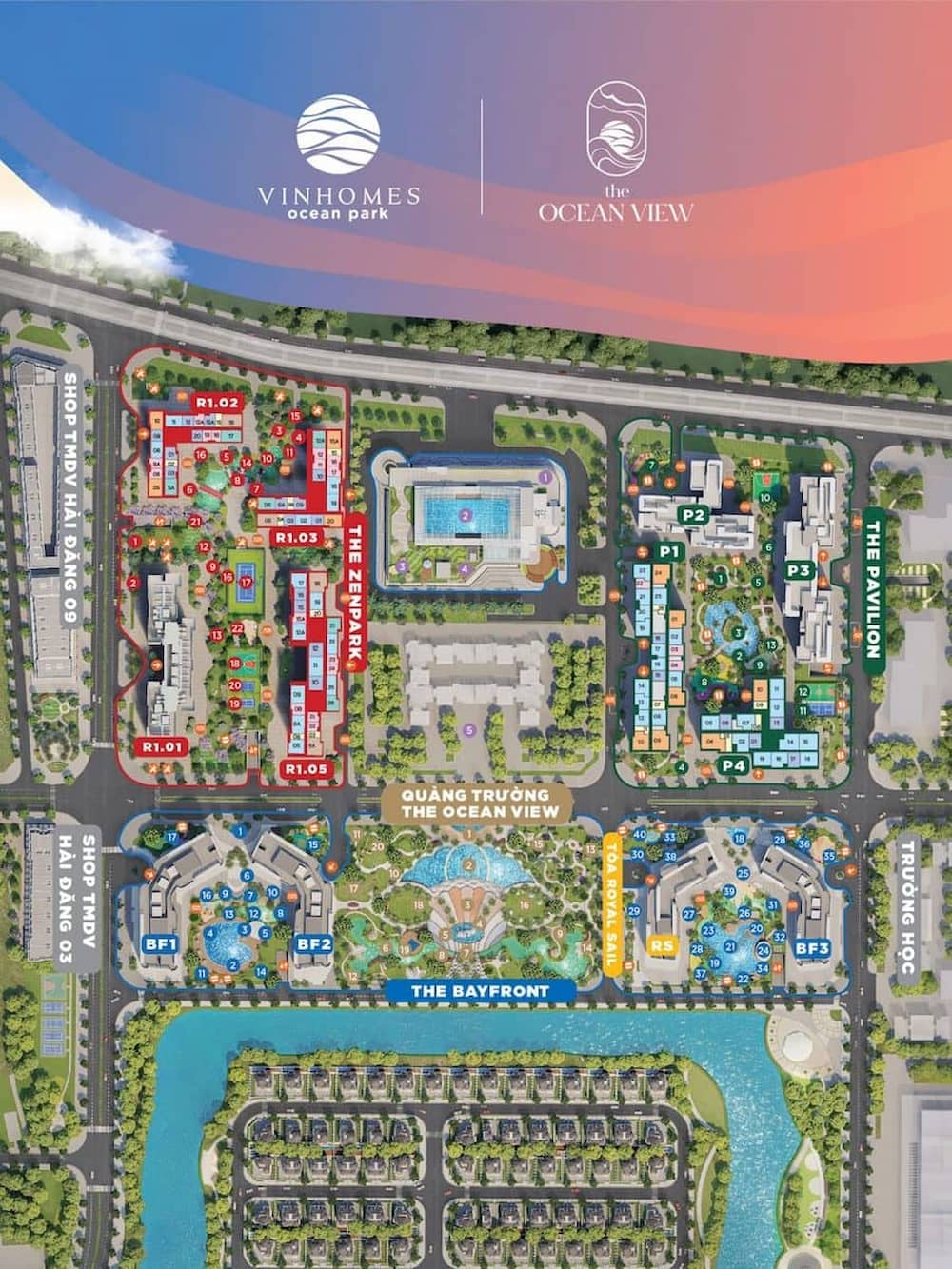 Tổng quan mặt bằng The Bayfront Vinhomes Ocean Park