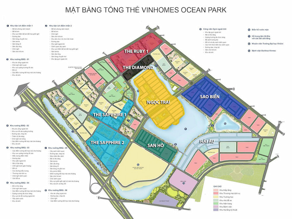 Tổng quan vị trí các căn biệt thự liền kề Vinhomes Ocean Park