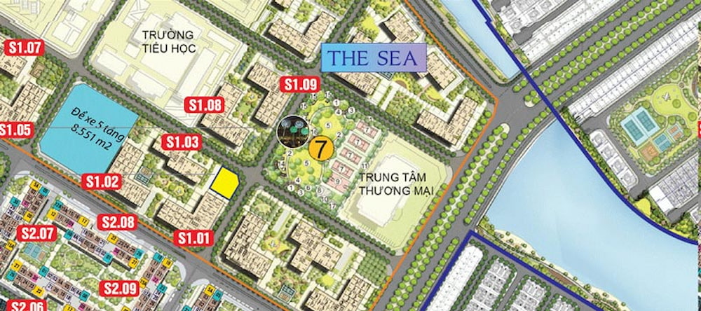 Tổng quan vị trí tòa S1.08 Vinhomes Ocean Park