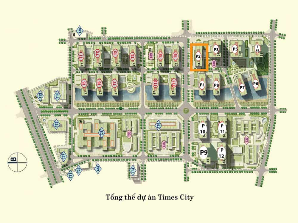  Vị trí trung tâm của Park 2 Times City trong khu đô thị