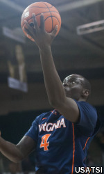 Marial Shayok had seven points, five rebounds and four assists in his first collegiate start.