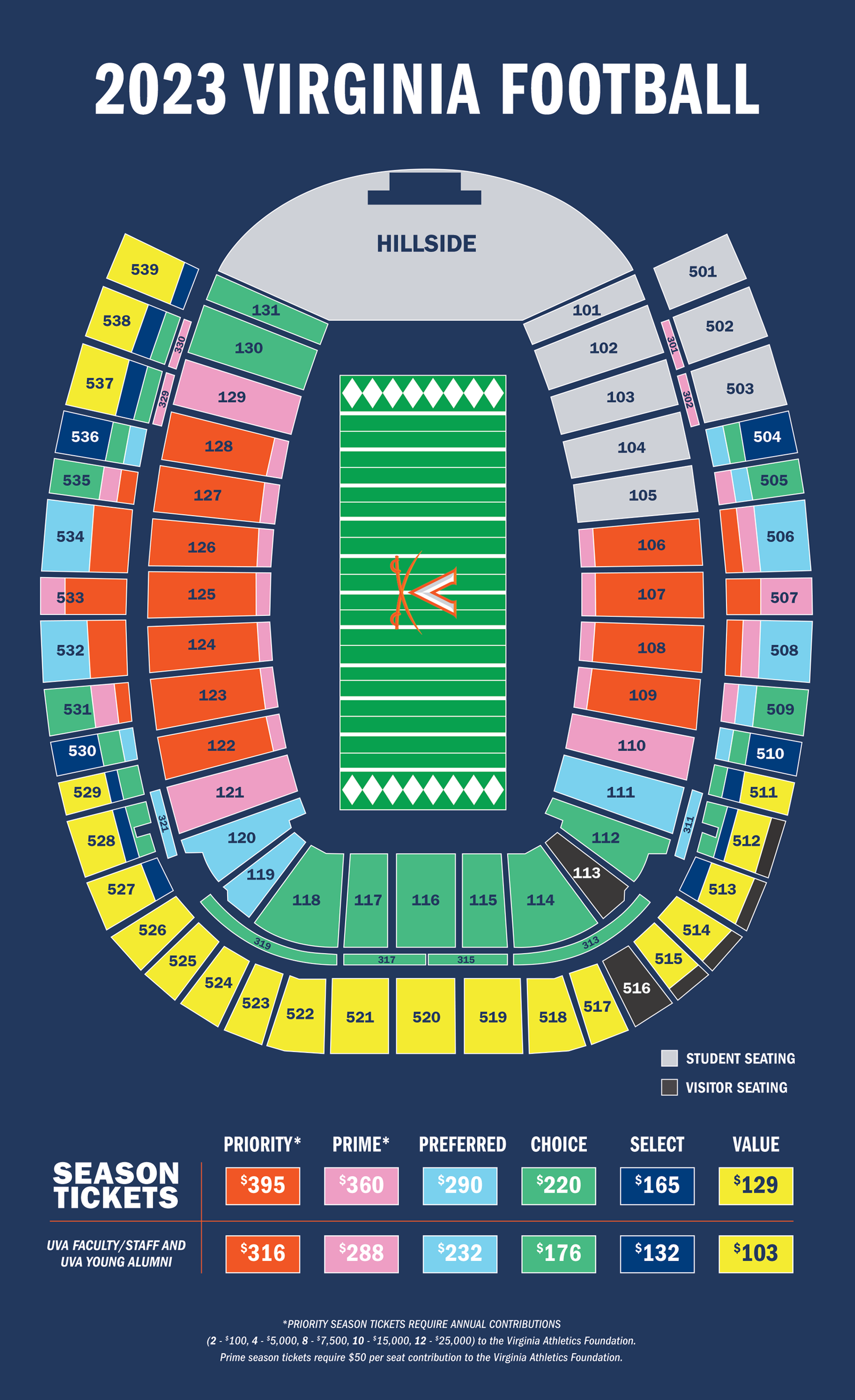 2023 UVA Football Scott Stadium map