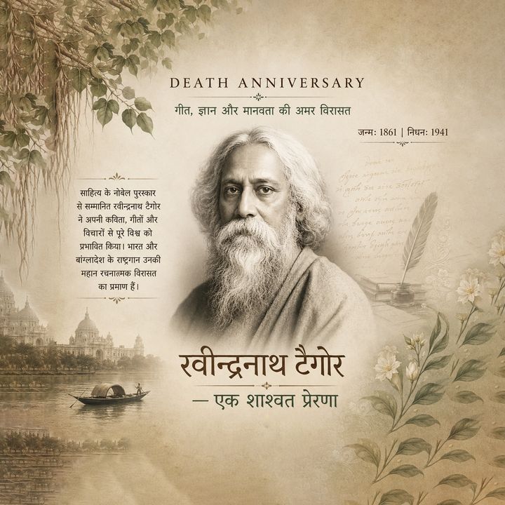 Rabindranath Tagore Punyatithi 2 poster design