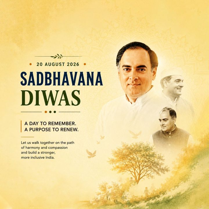 Sadbhavana Diwas 2 – Rajiv Gandhi Jayanti (sadbhavana Diwas) 2026 poster design