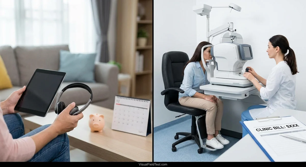 Economics of high-frequency home monitoring versus clinic-based perimetry